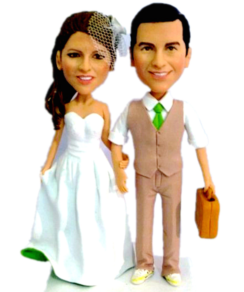 Custom cake toppers Travel wedding cake topper with suitcase